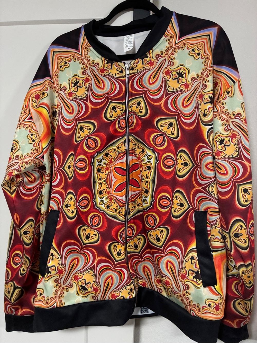 Vibrant Multi-Color Printed Bomber Jacket, Custom made, Unisex